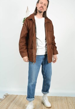 Vintage 90s Timberland Leather Jacket Brown