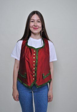 Vintage funny vest, womens costume top button up