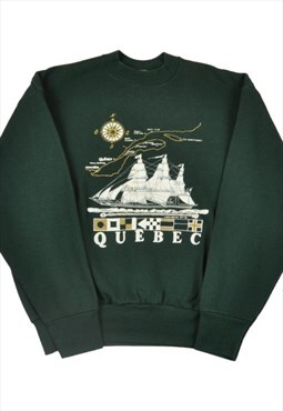 Vintage Quebec Sweatshirt 90s Fruit of The Loom Green Medium