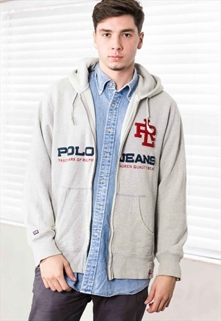 VINTAGE RALPH LAUREN HOODIE JACKET LOGO 90S L 25.2