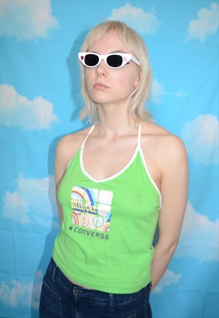 VINTAGE 90'S Y2K CONVERSE LIME GREEN HALTER NECK TOP