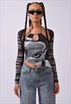 Y2K Mesh Sleeve Top