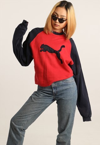 VINTAGE PUMA EMBROIDERED LOGO SWEATSHIRT