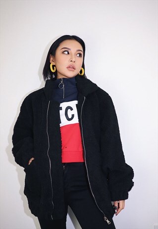 FURRY FAUX WOOL JACKET