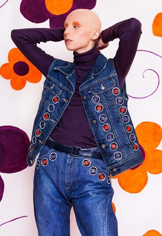 HANDPAINTED "VINYL COUNTDOWN" DENIM WAISTCOAT
