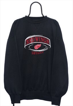 Vintage 90s Detroit Red Wings NHL Black Sweatshirt Mens