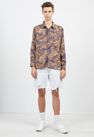 VINTAGE BROWN VALENTINO LONG SLEEVE SILK SHIRT