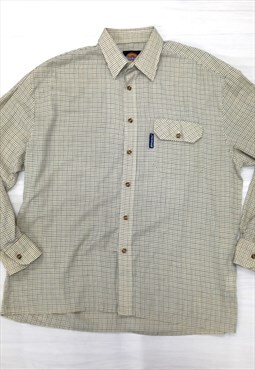 Vintage Shirt Cream Check Cotton Long Sleeved 