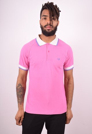 FRED PERRY MENS VINTAGE POLO SHIRT MEDIUM PINK 90S