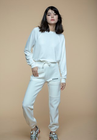 WHITE CASUAL TRACK PANTS