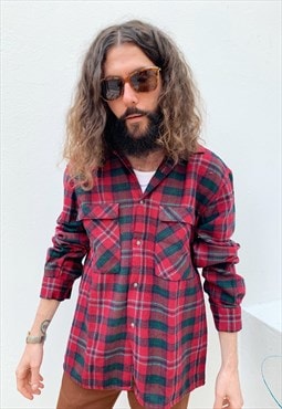 Vintage check flannel wool shirt