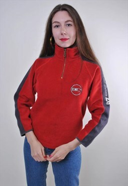 Multicolor fleece sweatshirt, red travel longsleeve, outdoor