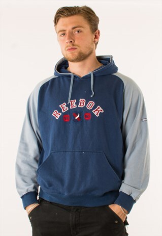 VINTAGE 90S TWO TONE BLUE REEBOK HOODIE PULLOVER