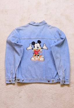 Women's Vintage 90s Mickey Mouse Embroidered Denim Jacket