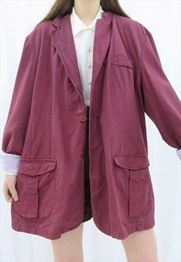 90s Vintage Burgundy Red Parka Jacket (Size L)