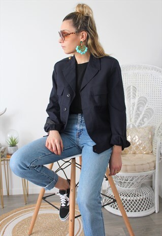 VINTAGE NAVY BLUE JACKET MILITARY