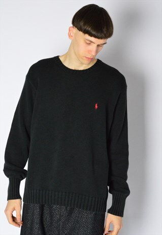 VINTAGE 90S BLACK KNIT RALPH LAUREN JUMPER