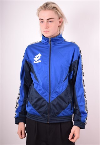 LOTTO MENS VINTAGE TRACKSUIT TOP JACKET MEDIUM BLUE 90S