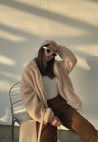 FURRY FAUX WOOL JACKET