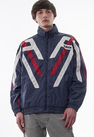 VINTAGE ADIDAS ORIGINALS TRACKSUIT WINDBREAKER 90S NAVY BLUE