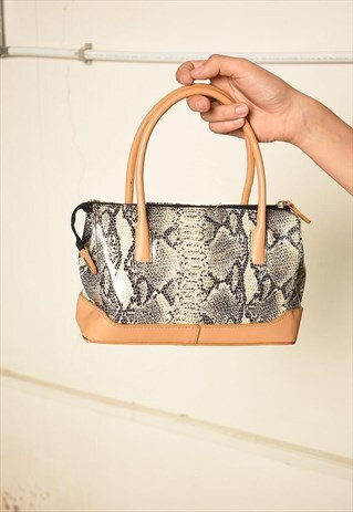 VINTAGE 90S MINIMALIST LEATHER MINI BAG WITH SNAKE PRINT