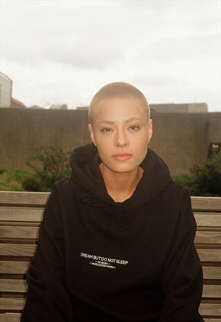 BLACK HOODIE WITH EMBROIDERED 'UK BORN, WORLDWIDE WORN' LOGO