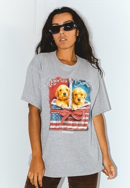 Vintage 90s puppies animal USA printed graphic tshirt