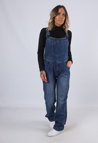DENIM DUNGAREES VINTAGE STRAIGHT LONG LEG UK 12 (EMDO)