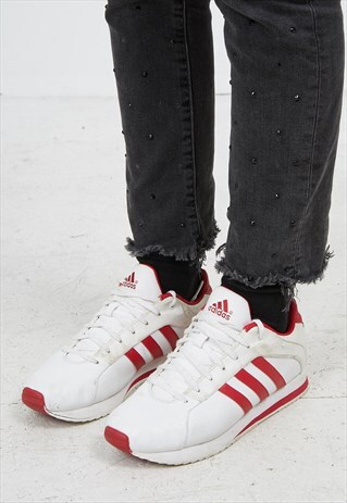 VINTAGE WHITE RED ADIDAS LEATHER TRAINERS