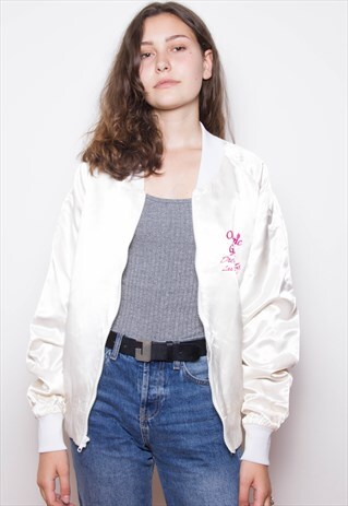 VINTAGE 90S WHITE NYLON COACH JACKET ID:1394
