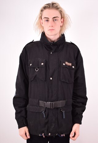 NAPAPIJRI MENS VINTAGE MILITARY JACKET MEDIUM BLACK 90S