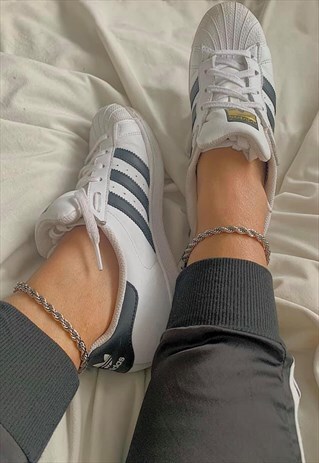 CITY BANKER. SILVER CHUNKY ROPE CHAIN ANKLET
