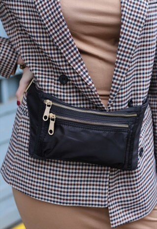 BLACK NYLON BUM BAG