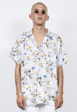 VINTAGE 80'S BENETTON 'MARRIAGE' COMIC STRIP PRINT SHIRT