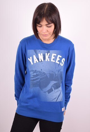 MAJESTIC WOMENS VINTAGE NY YANKEES SWEATSHIRT JUMPER MEDIUM