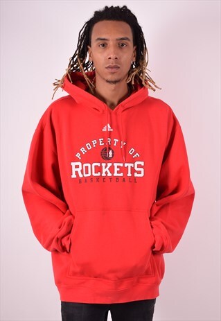 ADIDAS MENS VINTAGE ROCKETS HOODIE JUMPER XXL RED 90S