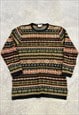 VINTAGE KNITTED JUMPER ABSTRACT PATTERNED KNIT SWEATER