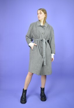 Vintage grey classic 80's suede trench coat
