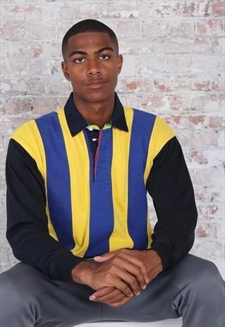 VINTAGE TOMMY HILFIGER BACK LOGO LONG SLEEVE RUGBY YELLOW