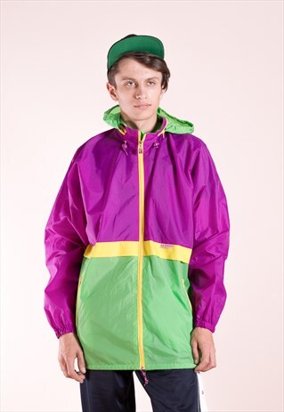 VINTAGE NYLON, COLORBLOCK WINDBREAKER FROM THE 90S