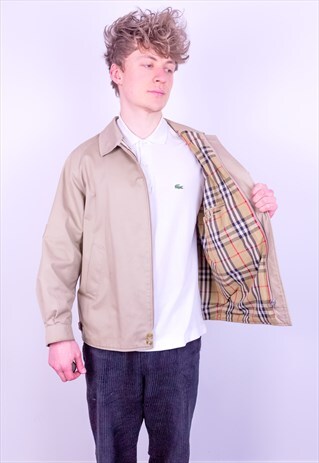 VINTAGE BURBERRY NOVA CHECK HARRINGTON JACKET IN BEIGE