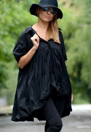 BLACK TUNIC / BLACK ASYMMETRICAL DRESS/ EXTRAVAGANT TUNIC