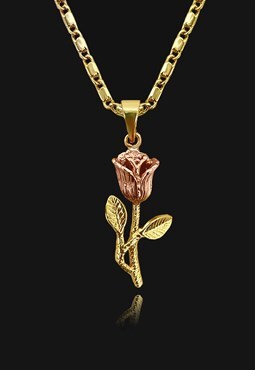 Rose Pendant Necklace 18K Gold Plated Rose Gold Flower
