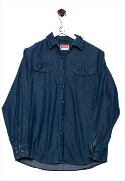 Vintage Wrangler Denim Shirt Breast Pockets Blue