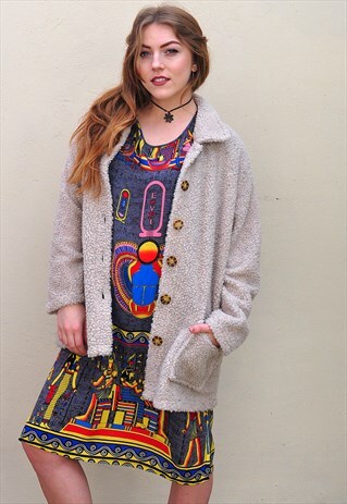 VINTAGE GRUNGE OVERSIZE FLEECY FUR JACKET