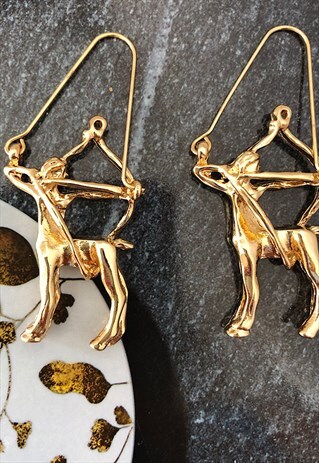 SAGITTARIUS ZODIAC 18K GOLD PLATED EARRINGS