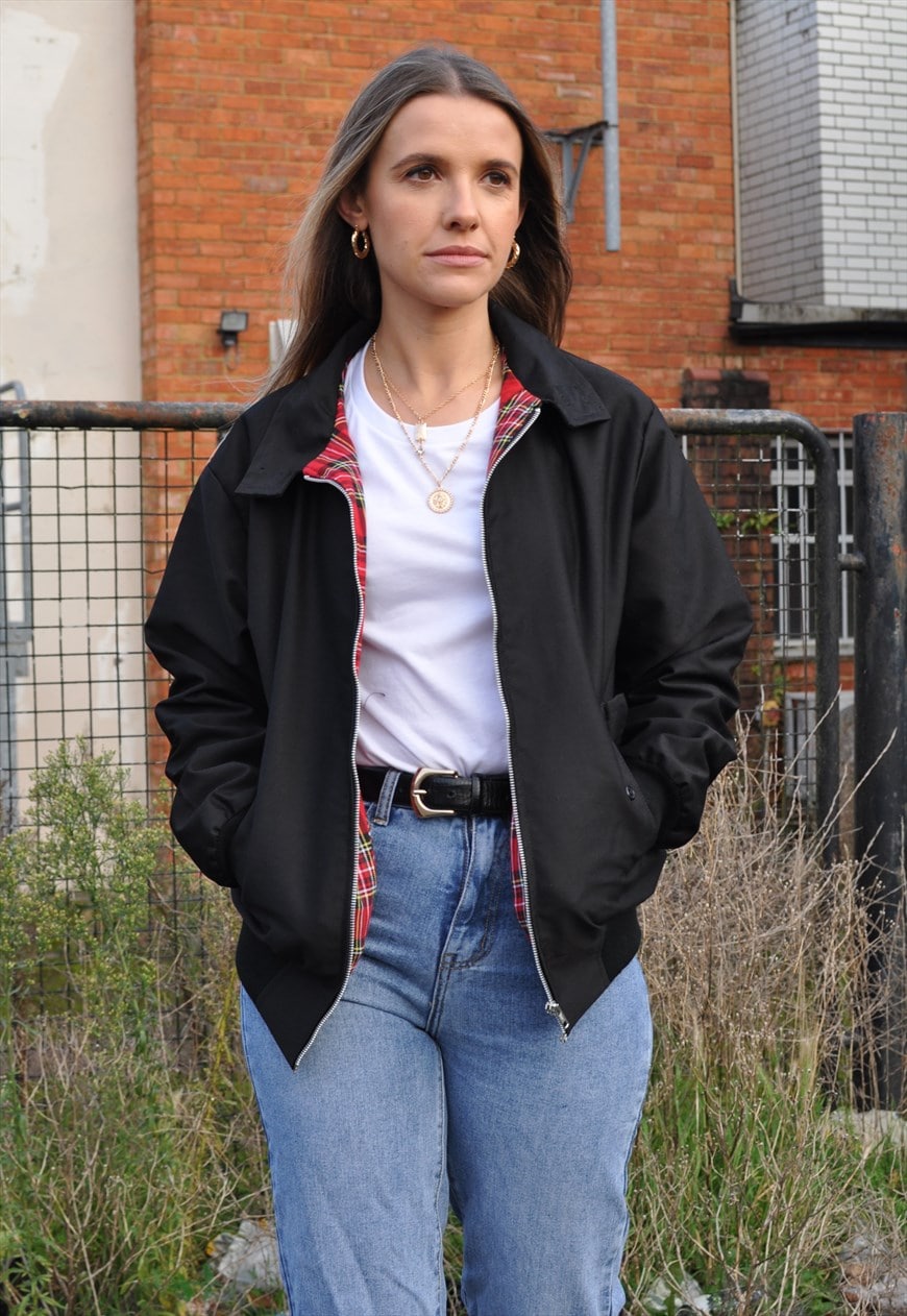 Black harrington jacket womens sale