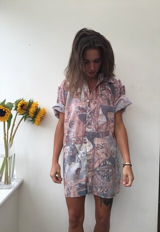 CRAZY PATTERN OVERSIZED RETRO VINTAGE UNISEX FESTIVAL SHIRT
