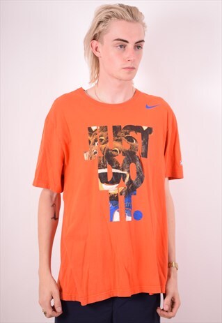 NIKE MENS VINTAGE T-SHIRT TOP XL ORANGE 90S