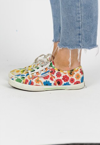 VINTAGE SUPERGA FLORAL PATTERNED TRAINERS